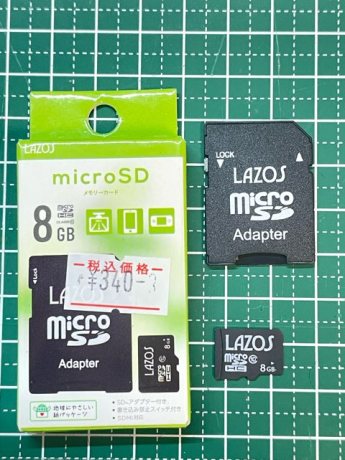 LAZOS製 Micro SDカード 8GB（型番：L-B8MSD10） ￥340