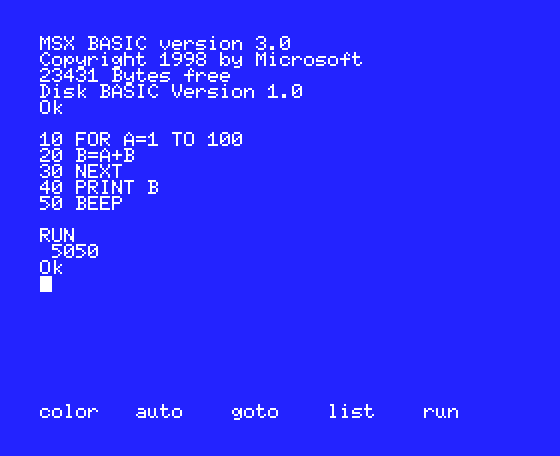MSX-BASICの画面